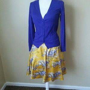 The limited yellow blue ocean whimsical skirt